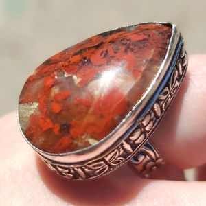 New Seam Agate Silver Statement Ring.